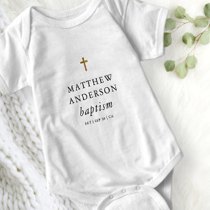 Einfache moderne Elegant Cross Baby Taufe Strampler