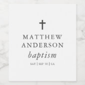 Einfache moderne Elegant Cross Baby Taufe Weinetikett (Einzelnes Label)