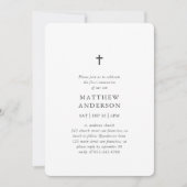 Einfache moderne Elegant Cross Boy First Communati Einladung (Vorderseite)