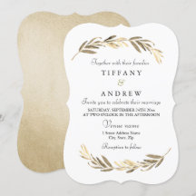 Einfache moderne Elegant Gold Leaf Hochzeit