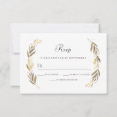 Einfache moderne Elegant Gold Leaf Wedding RSVP Karte (Rückseite)