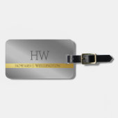 Einfache moderne Elegant Gold Metallic Monogramm N Gepäckanhänger (Vorderseite horizontal)