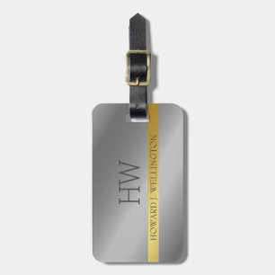 Einfache moderne Elegant Gold Metallic Monogramm N Gepäckanhänger