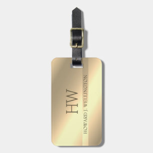 Einfache moderne Elegant Gold Metallic Monogramm N Gepäckanhänger