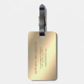 Einfache moderne Elegant Gold Metallic Monogramm N Gepäckanhänger (Rückseite vertikal)