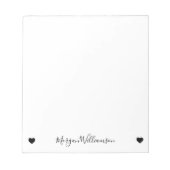 Einfache moderne Elegant Name Herz Notizblock (Vorderseite)