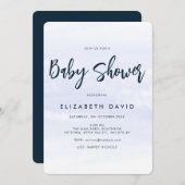 Einfache moderne Elegant Navy Blue Baby Dusche Einladung (Vorne/Hinten)