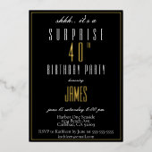 Einfache Moderne Elegant Schwarz-weiß 40. Geburtst Folieneinladung (Vorderseite)