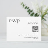 Einfache moderne Elegant Wedding QR Code RSVP Card Karte (Stehend Vorderseite)