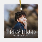 Einfache Moderne Elegante 2 Foto Weihnachten Keramikornament (Vorderseite)