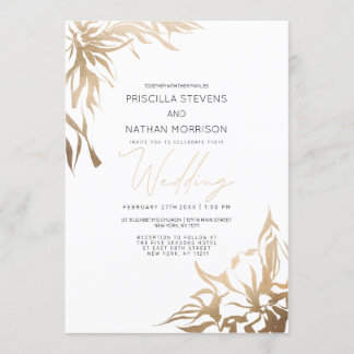 Einfache moderne Elegante Abstrakte Flora Hochzeit Einladung
