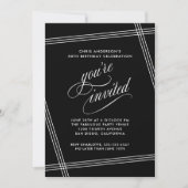 Einfache moderne Elegante Black Birthday Party Einladung (Vorderseite)