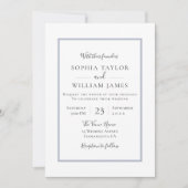 Einfache moderne, elegante Blue Border Script Hoch Einladung (Vorderseite)