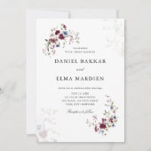 Einfache moderne Elegante Burgundy Boho Blumenhoch Einladung (Vorderseite)