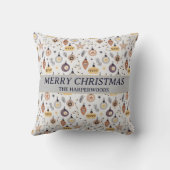 Einfache moderne Elegante dekorative Weihnachtsfam Kissen (Rückseite)