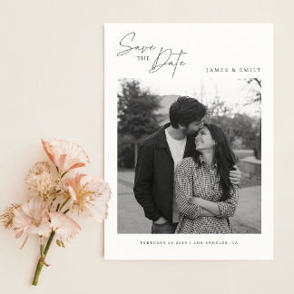 Einfache Moderne Elegante Foto-Hochzeit Save The Date