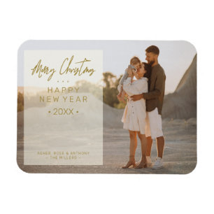 Einfache moderne Elegante Foto Weihnachts-Foto-Fam Magnet