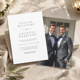 Einfache moderne elegante Fotohochzeit Einladung