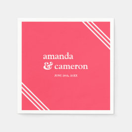 Einfache moderne, elegante Hochzeit der Korallen Serviette