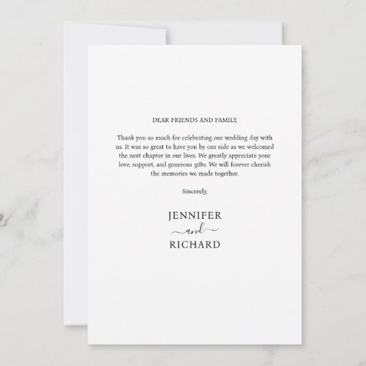 Einfache moderne Elegante Kalligrafie Dankbarkeit  Dankeskarte (Rückseite)