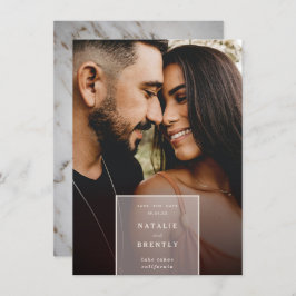 Einfache moderne Elegante Marble & Foto Overlay Save The Date