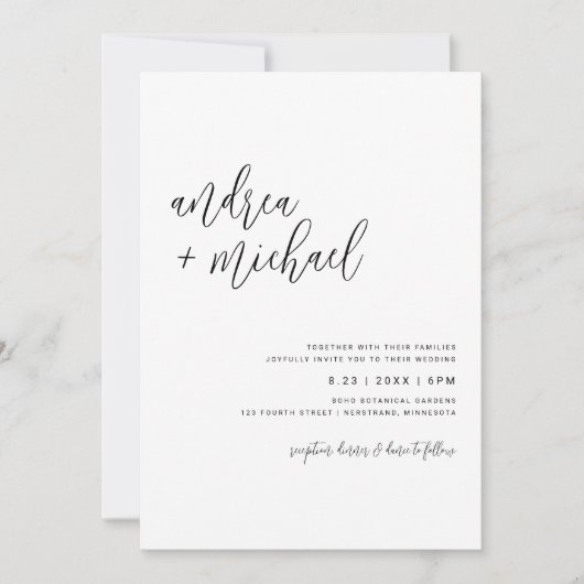 Einfache moderne, elegante Minimalistische Script- Einladung (Vorderseite)