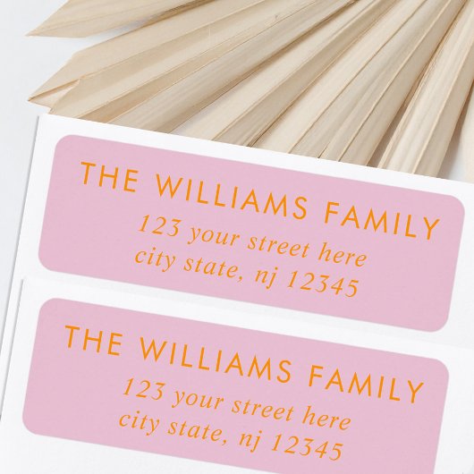 Einfache moderne Elegante Rosa Orange Rücksendeadr