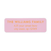 Einfache moderne Elegante Rosa Orange Rücksendeadr (Vorne)