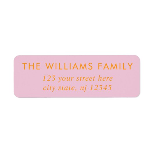 Einfache moderne Elegante Rosa Orange Rücksendeadr (Vorne)