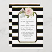 Einfache moderne Elegante Schwarz-weiße Streifen w Einladung (Vorne/Hinten)