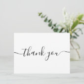 Einfache moderne, elegante schwarze Schrift Dankeskarte (Stehend Vorderseite)