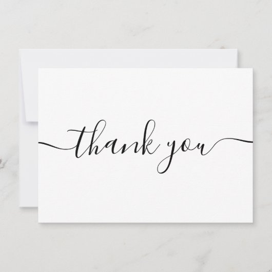 Einfache moderne, elegante schwarze Schrift Dankeskarte (Vorderseite)