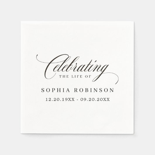 Einfache moderne, elegante Script-Beerdigung Serviette (Vorderseite)