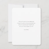 Einfache moderne, elegante Script-Foto-Hochzeit Dankeskarte (Rückseite)