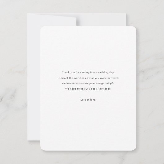 Einfache moderne, elegante Script-Foto-Hochzeit Dankeskarte (Rückseite)