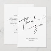 Einfache moderne, elegante Script-Hochzeit Dankeskarte (Vorne/Hinten)