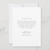 Einfache moderne, elegante Script-Hochzeit Dankeskarte (Rückseite)