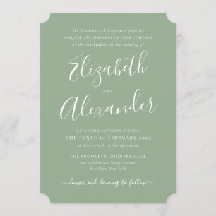 Einfache moderne, elegante Script-Seite Grüne Hoch Einladung