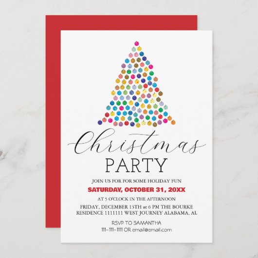 Einfache Moderne Elegante Script Weihnachten Party Einladung (Vorne/Hinten)