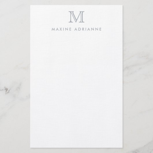 Einfache moderne, elegante Silver Gray Monogram Briefpapier (Vorderseite)