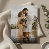 Einfache moderne elegante Skript-Foto-Hochzeit Save The Date