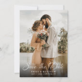 Einfache moderne elegante Skript-Foto-Hochzeit Save The Date (Vorderseite)
