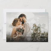 Einfache moderne elegante Skript Hochzeit Save The Date (Vorderseite)