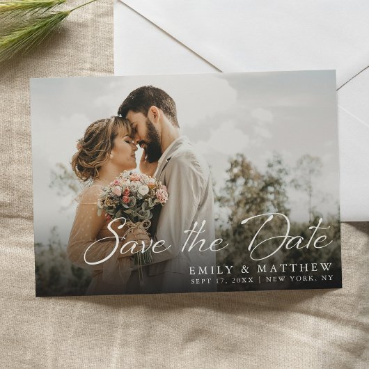 Einfache moderne elegante Skript Hochzeit Save The Date