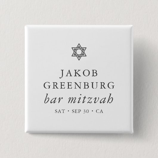 Einfache Moderne Elegante Star von David Bar Mitzv Button (Vorderseite)
