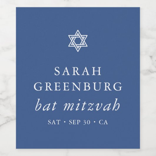 Einfache Moderne Elegante Stern von David Bat Mitz Weinetikett (Einzelnes Label)