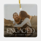 Einfache Moderne Elegante Verlobt 2 Foto Weihnacht Keramikornament (Vorderseite)