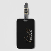 Einfache moderne Elegante Vorname Schwarz und Weiß Gepäckanhänger (Vorderseite Vertikal)