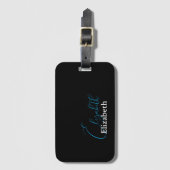 Einfache moderne Elegante Vorname Schwarz und Weiß Gepäckanhänger (Vorderseite Vertikal)