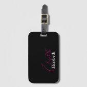 Einfache moderne Elegante Vorname Schwarz und Weiß Gepäckanhänger (Vorderseite Vertikal)